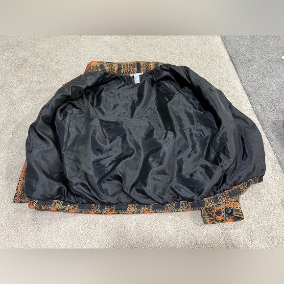 Vintage Anna and Frank Quilted Leopard Print Bomber Jacket 100% Silk size Medium - Picture 8 of 8